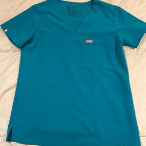 Figs teal Catarina scrub top.